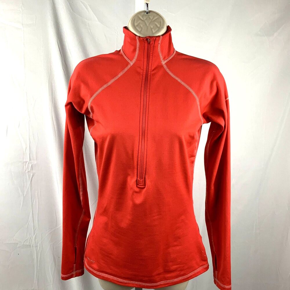 Nike Pro Womens 1/2 Zip Pullover Dri-Fit Jacket in Coral Size Small